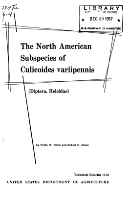 The North American Subspecies of Culicoides Variipennis