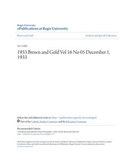 1933 Brown and Gold Vol 16 No 05 December 1, 1933