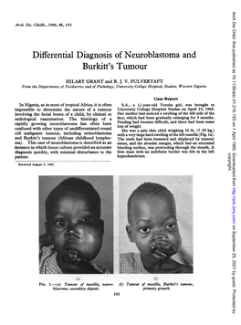Differential Diagnosis of Neuroblastoma and Burkitt's Tumour