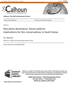 Future Political Implications for the Conservatives in South Korea