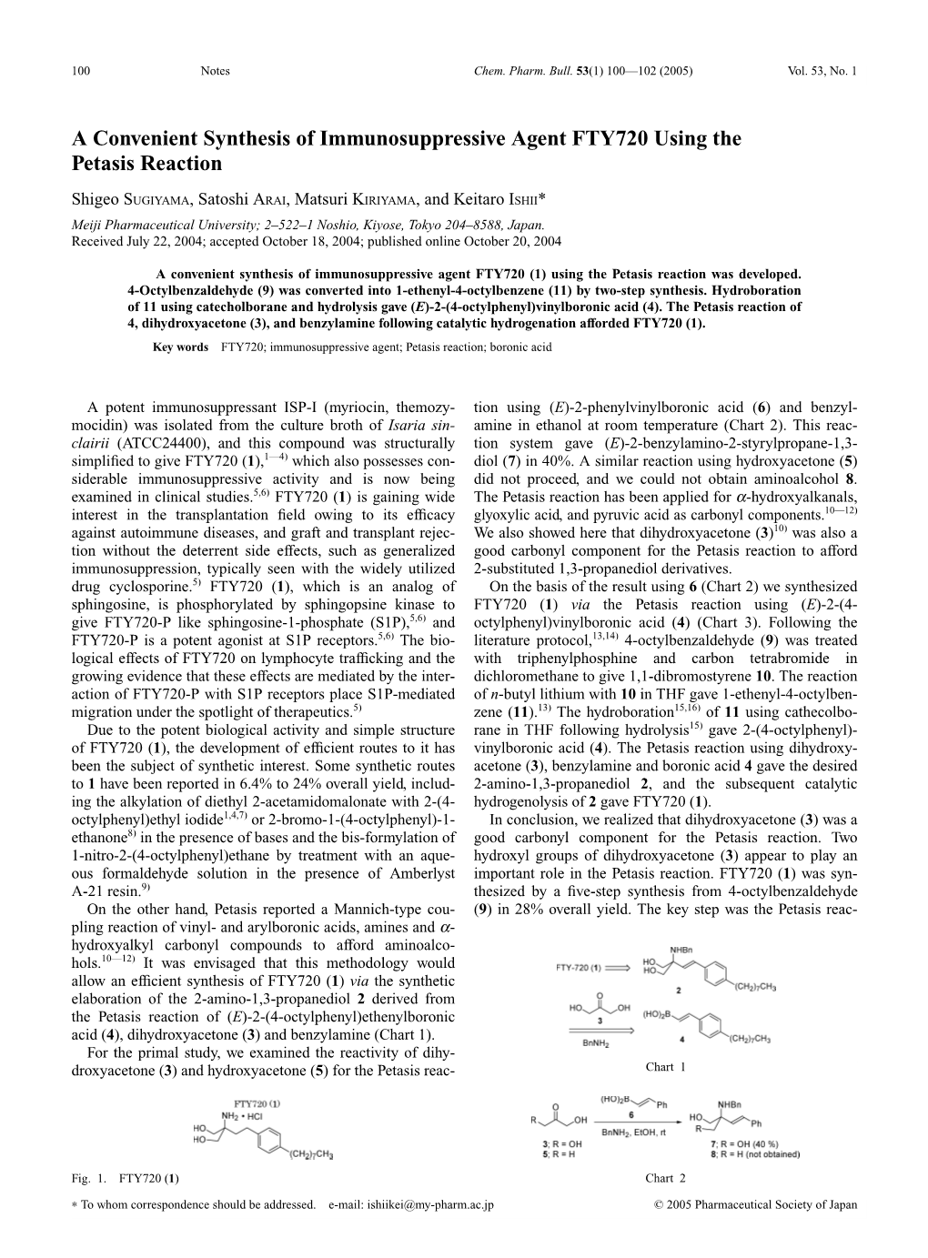 Chem. Pharm. Bull. 53(1) 100—102 (2005) Vol