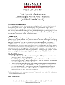 Nissen Fundoplication & Hiatal Hernia Repairs