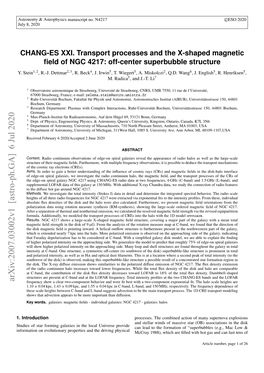 CHANG-ES XXI. Transport Processes and the X-Shaped Magnetic Field Of