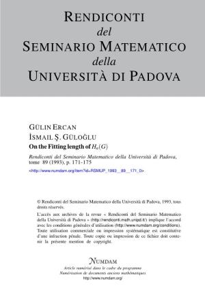 On the Fitting Length of Hn(G) Rendiconti Del Seminario Matematico Della Università Di Padova, Tome 89 (1993), P