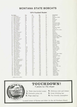 November 2, 1974 Game Day Grizzly Football Program