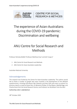 The Experience of Asian-Australians During the COVID-19 Pandemic: Discrimination and Wellbeing