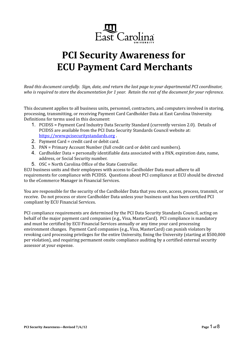 ECU Payment Card Merchants