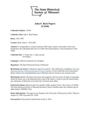 John F. Beck Papers (C4360)
