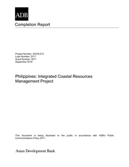 Integrated Coastal Resources Management: Project Completion