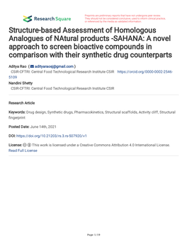 A Novel Approach to Screen Bioactive Compounds in Comparison with Their Synthetic Drug Counterparts