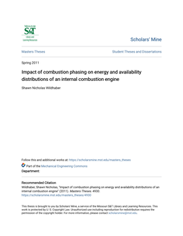 Impact of Combustion Phasing on Energy and Availability Distributions of an Internal Combustion Engine