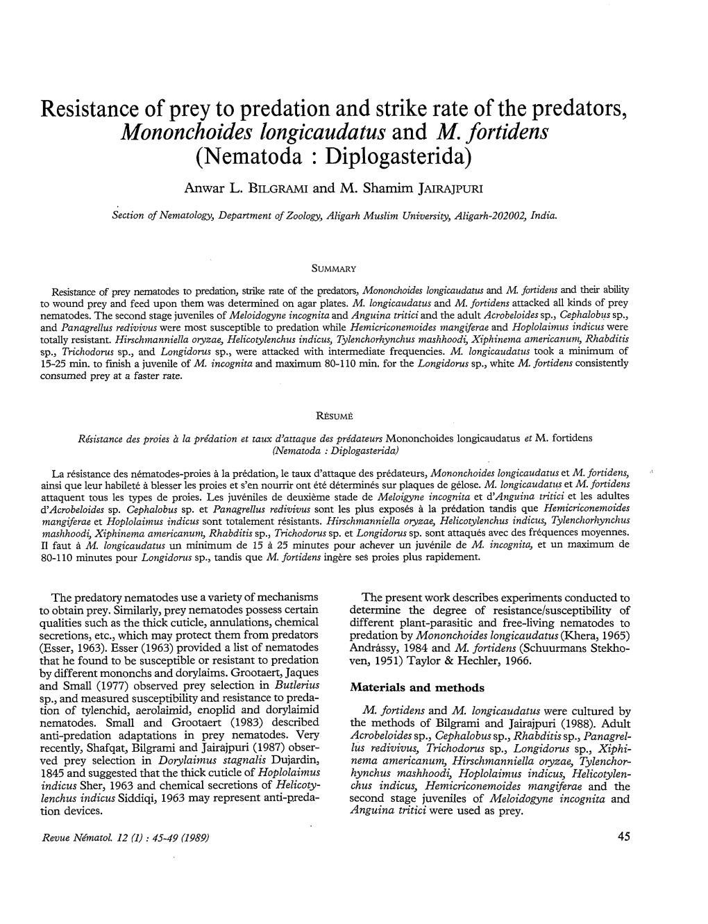 Mononchoides Longicaudatus and M