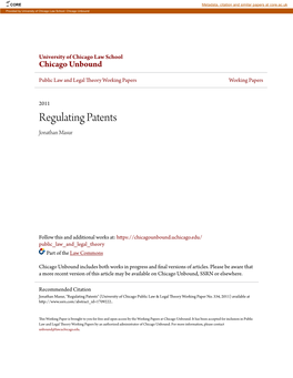 Regulating Patents Jonathan Masur