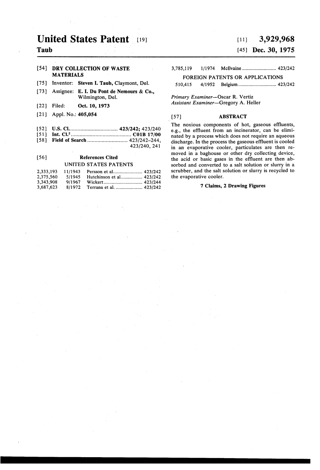 United States Patent ['19] [11] 3,929,968 Taub I I [451 Dec