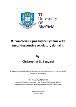 Burkholderia Sigma Factor Systems with Metal-Responsive Regulatory Domains