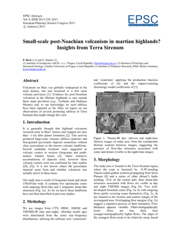 Small-Scale Post-Noachian Volcanism in Martian Highlands? Insights from Terra Sirenum