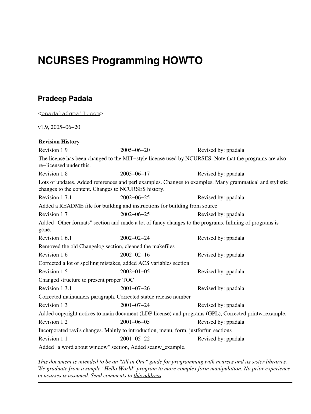 NCURSES-Programming-HOWTO.Pdf