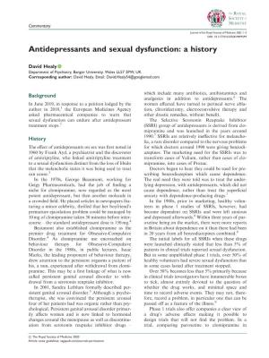 Antidepressants and Sexual Dysfunction: a History