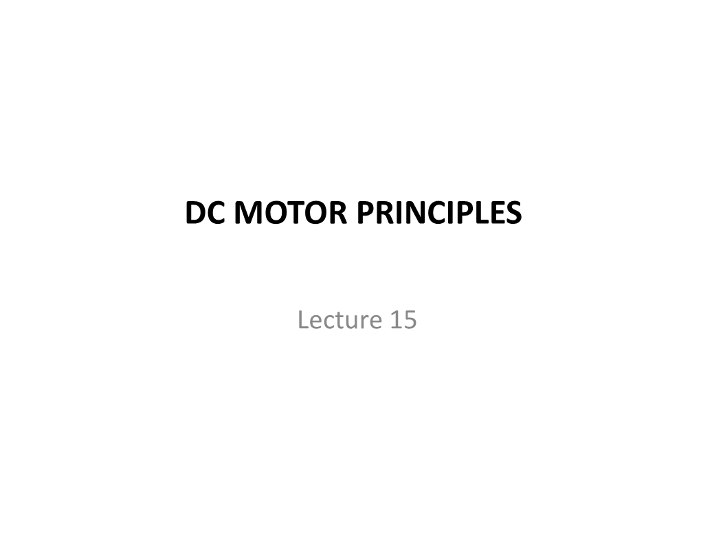 Dc Motor Principles