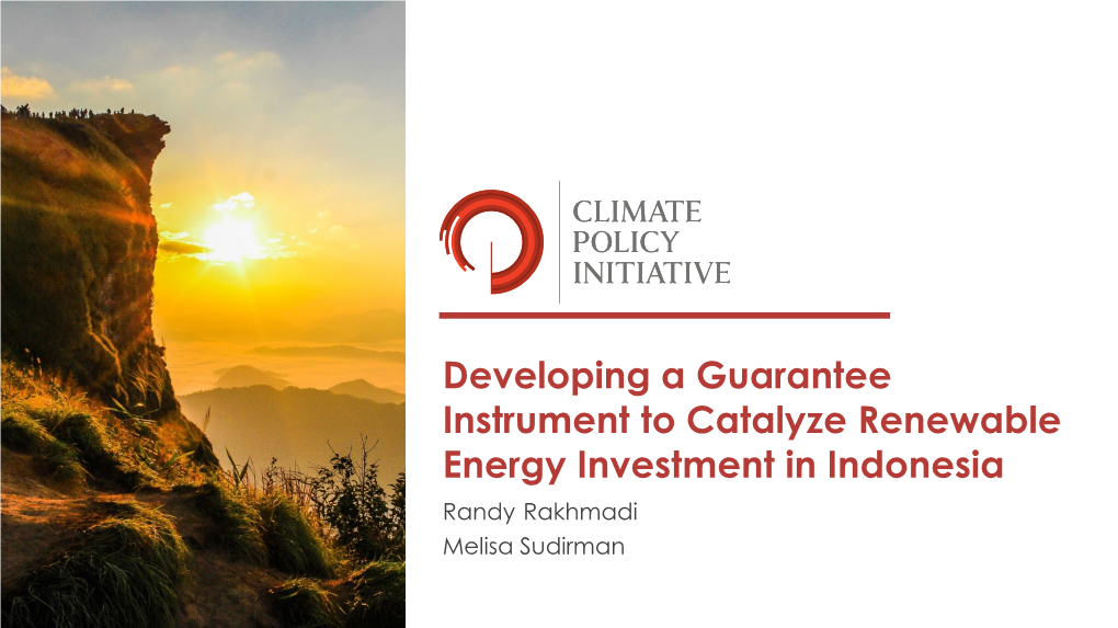 Developing a Guarantee Instrument to Catalyze Renewable Energy ...