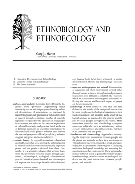 Ethnobiology and Ethnoecology