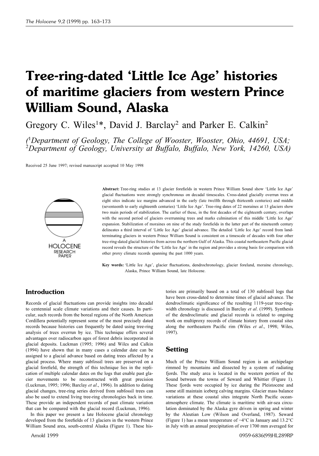 Tree-Ring-Dated 'Little Ice Age' Histories of Maritime Glaciers From