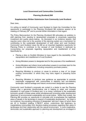Supplementary Written Submission from Community Land Scotland