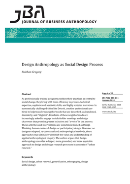 Design Anthropology As Social Design Process