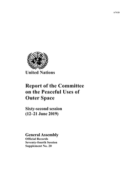 Report of the Committee on the Peaceful Uses of Outer Space