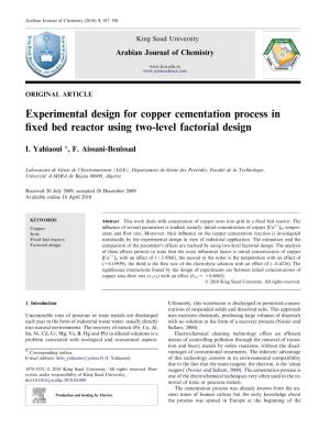 Experimental Design for Copper Cementation Process in Fixed Bed