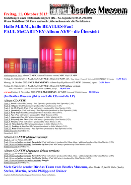 PAUL Mccartney-Album NEW - Die Übersicht