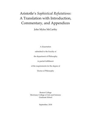 Aristotle's Sophistical Refutations: a Translation with Introduction