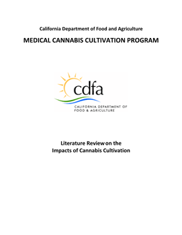 Literature Reviewon the Impacts of Cannabis Cultivation