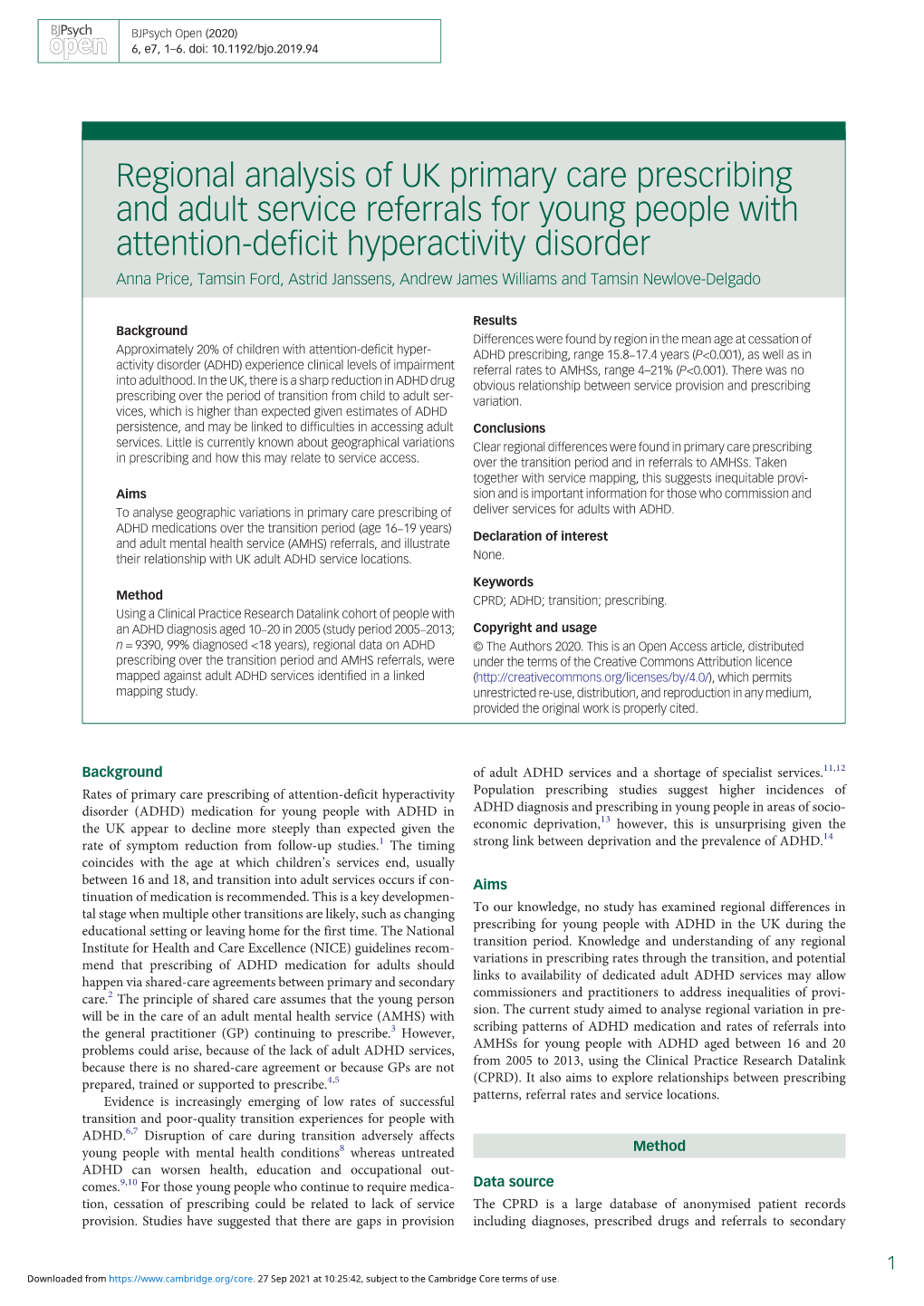 Regional Analysis of UK Primary Care Prescribing and Adult Service