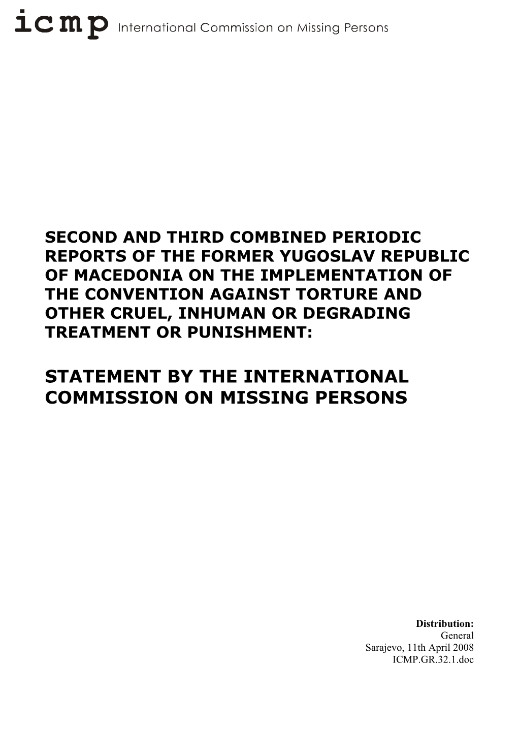 Statement by the International Commission on Missing Persons