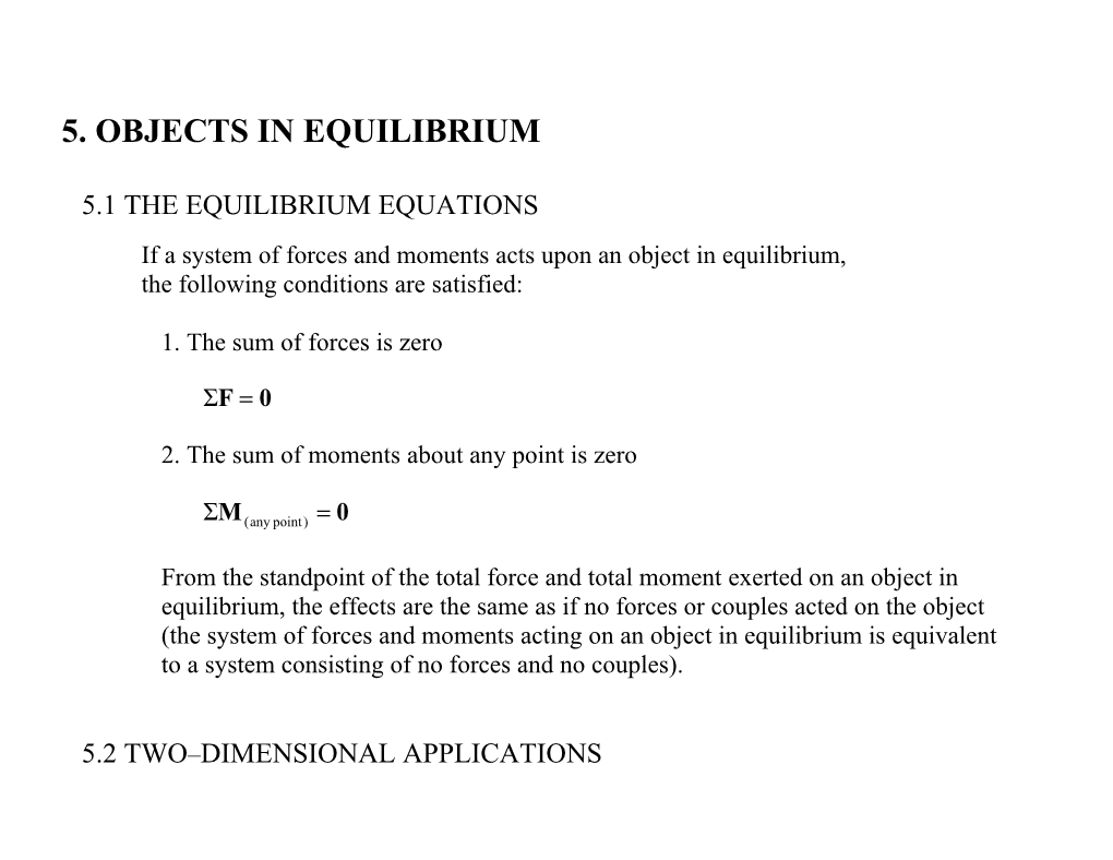 5. Objects in Equilibrium