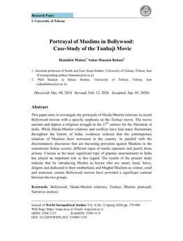 Portrayal of Muslims in Bollywood: Case-Study of the Tanhaji Movie