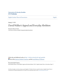 David Walker's Appeal and Everyday Abolition