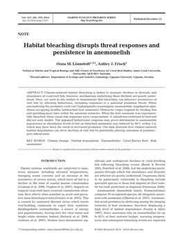 Habitat Bleaching Disrupts Threat Responses and Persistence in Anemonefish