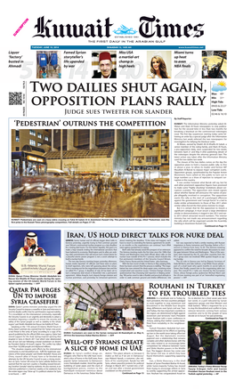 Two Dailies Shut Again, Opposition Plans Rally