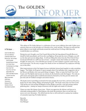 INFORMER City of Golden Community Newsletter September / October 2003