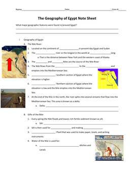 The Geography of Egypt Note Sheet