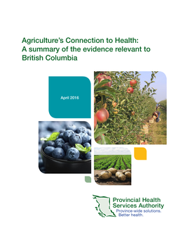 Agriculture's Connection to Health: a Summary of the Evidence Relevant