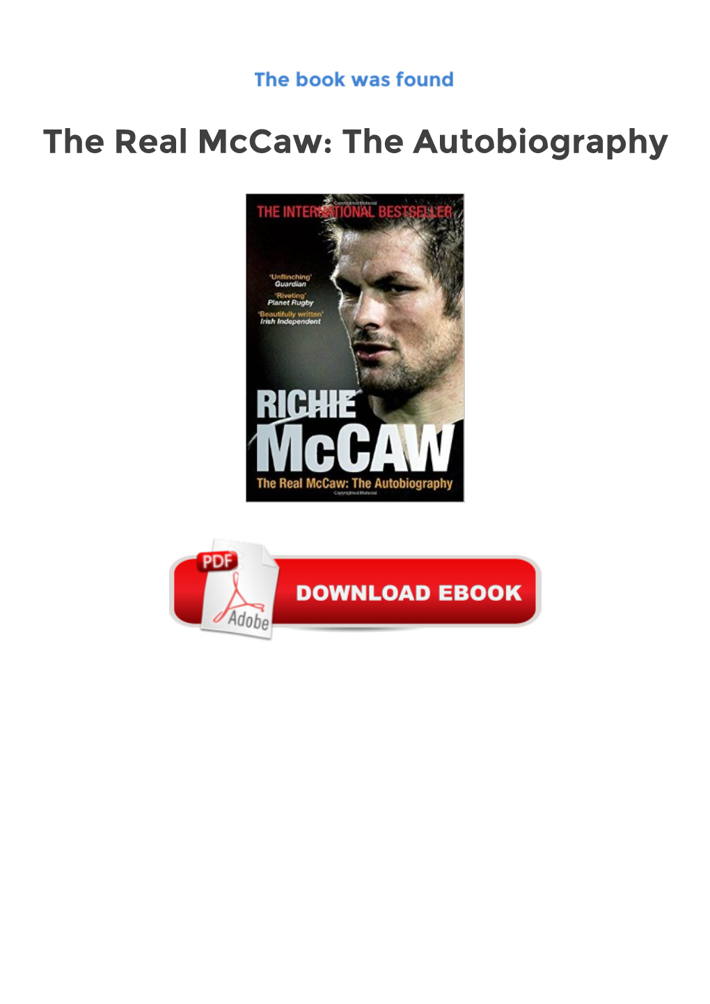 The Real Mccaw: the Autobiography Download Free (EPUB, PDF)