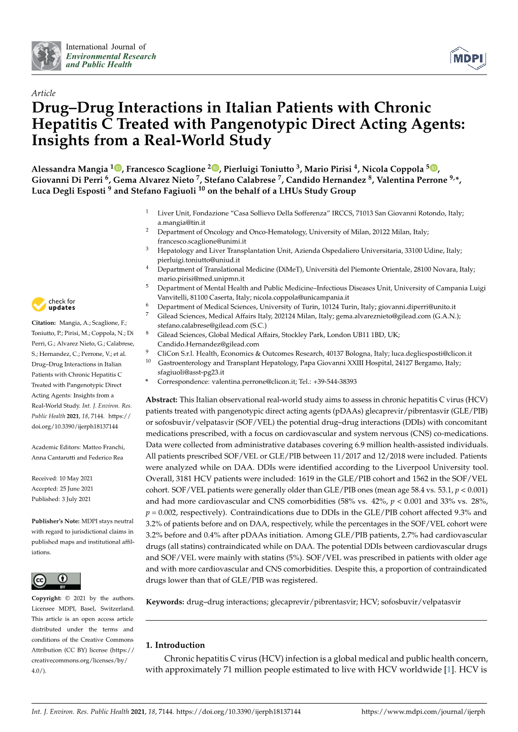 Drug–Drug Interactions in Italian Patients with Chronic Hepatitis C Treated with Pangenotypic Direct Acting Agents: Insights from a Real-World Study