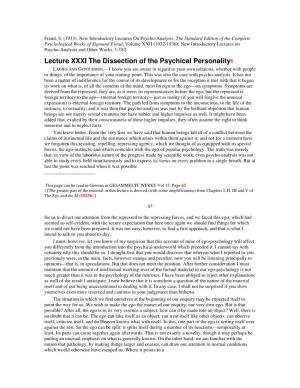 The Dissection of the Psychical Personality