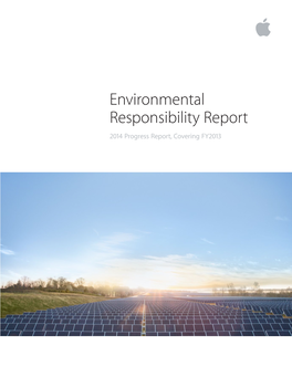 Environmental Responsibility Report 2014 Progress Report, Covering FY2013 Contents