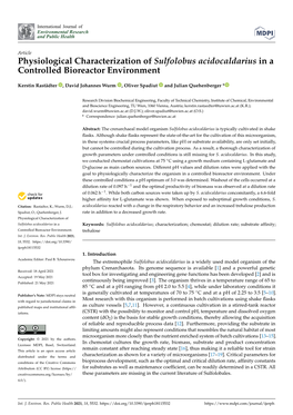 Physiological Characterization of Sulfolobus Acidocaldarius in a Controlled Bioreactor Environment