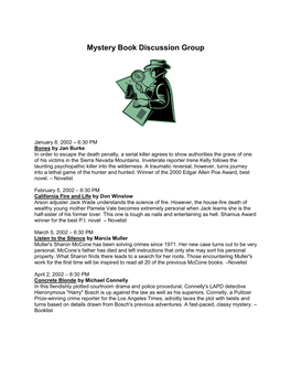 Mystery Book Discussion Group