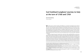 Carl Gotthard Langhans' Journey to Italy at the Turn of 1768 and 1769